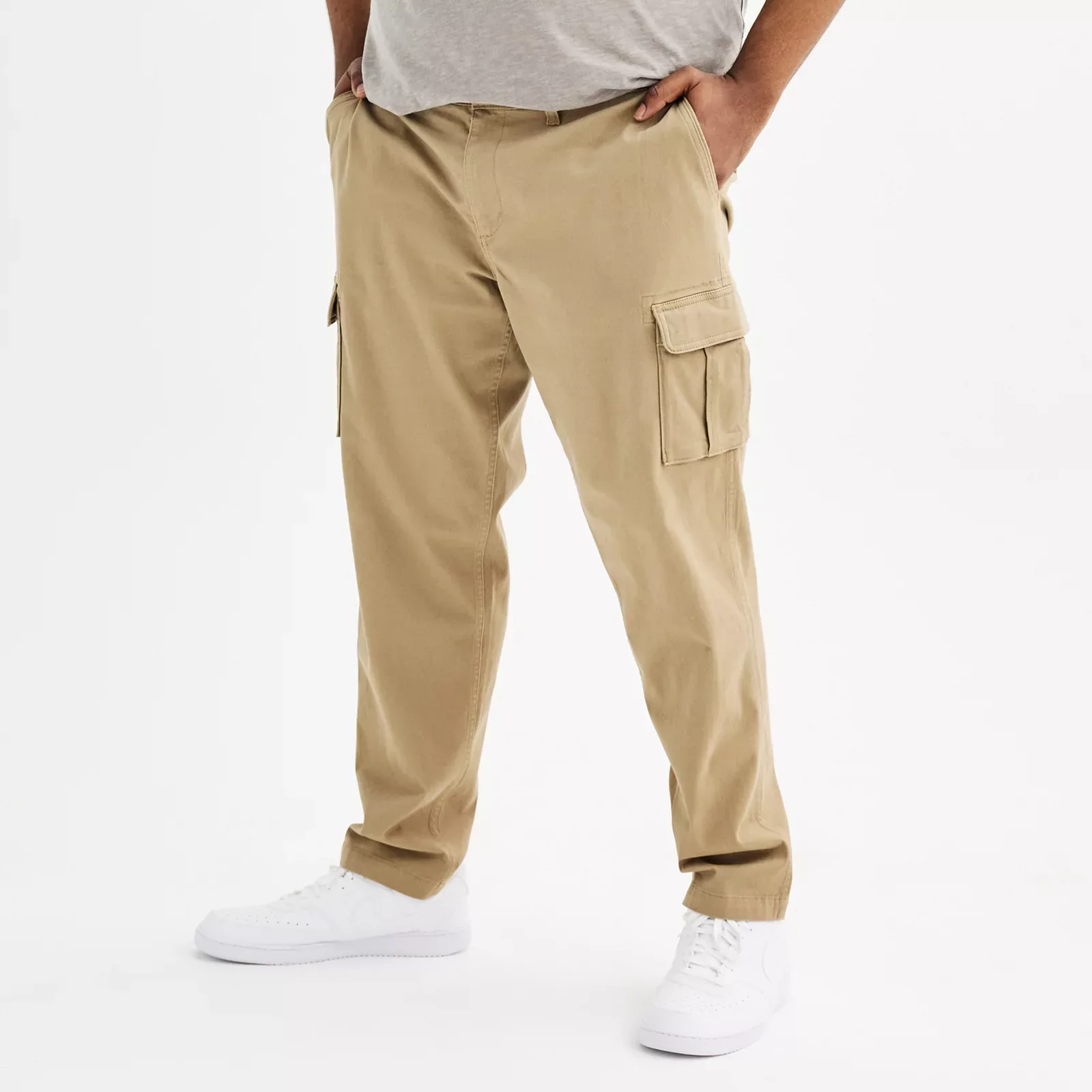 Men’s Flexwear Straight Fit Cargo Pants – cream ash - Image 3