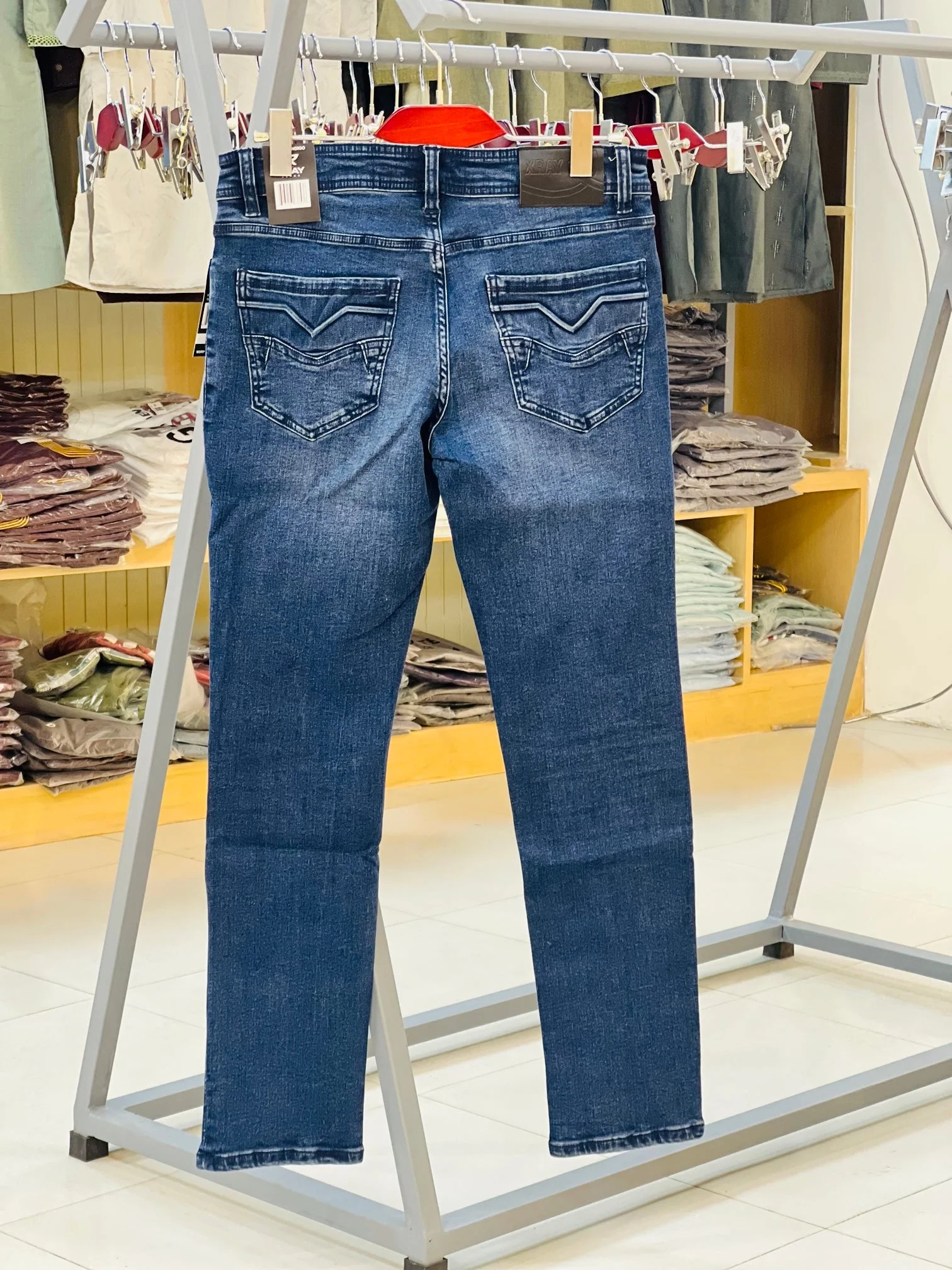 Men’s Slim Fit Dark Blue Stretch Denim Jeans 501 - Image 4