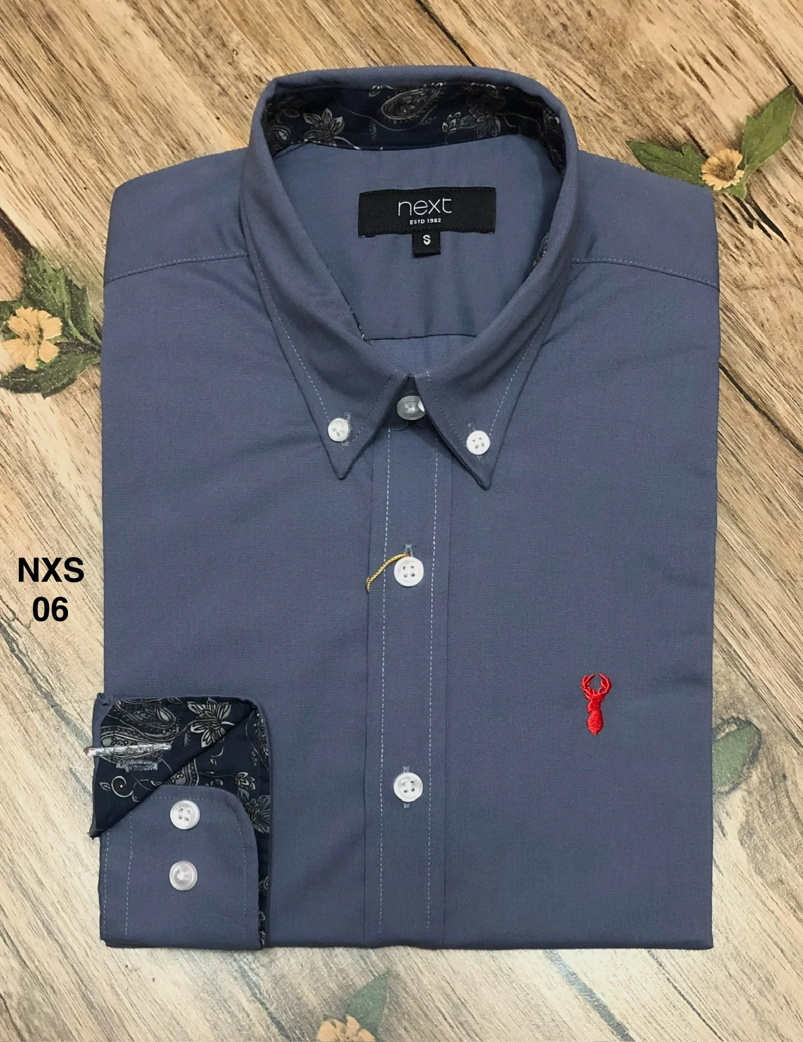 Premium Solid Stretch Cotton Shirt NXT With Contrast Ash 06