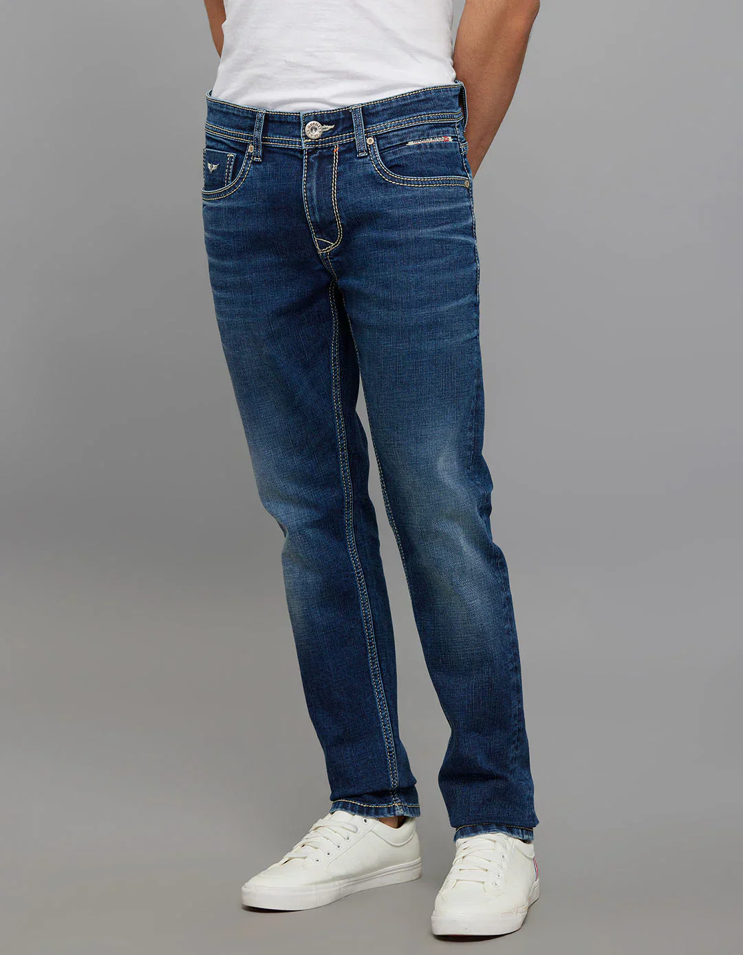 Rookies Mid-Rise Slim Straight Fit Jeans - Medium Blue RJ6389 - Image 3