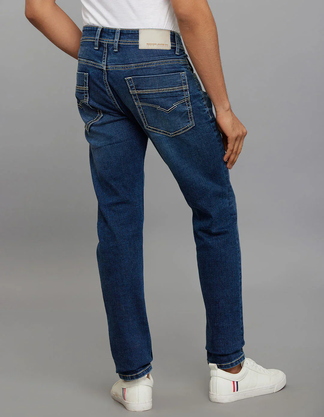 Rookies Mid-Rise Slim Straight Fit Jeans - Medium Blue RJ6389 - Image 7