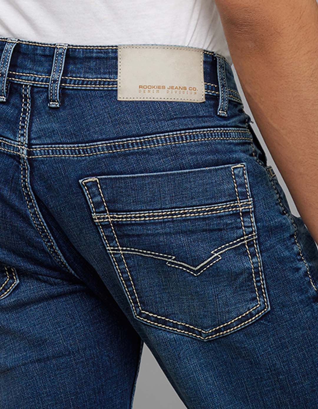 Rookies Mid-Rise Slim Straight Fit Jeans - Medium Blue RJ6389 - Image 8
